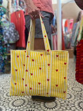 Load image into Gallery viewer, 100% Cotton Love Tote (lemon)