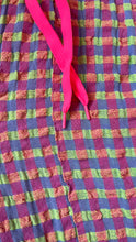 Load image into Gallery viewer, Gingham seersucker barrel trousers (neon green/purple)
