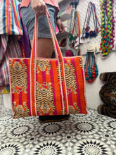Load image into Gallery viewer, 100% Cotton Tiger bag (pink/orange)
