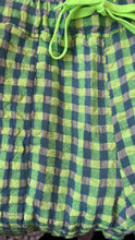 Load image into Gallery viewer, Gingham seersucker barrel trousers (neon/denim)
