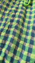Load image into Gallery viewer, Gingham seersucker barrel trousers (neon/denim)
