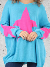 Load image into Gallery viewer, CURVE Star jumper (turquoise and pink)
