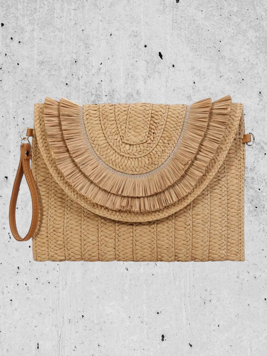 NEW woven clutch bag with shoulder strap