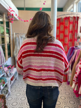 Load image into Gallery viewer, MILLY Stripe Tie Cardigan (white, red and pink)
