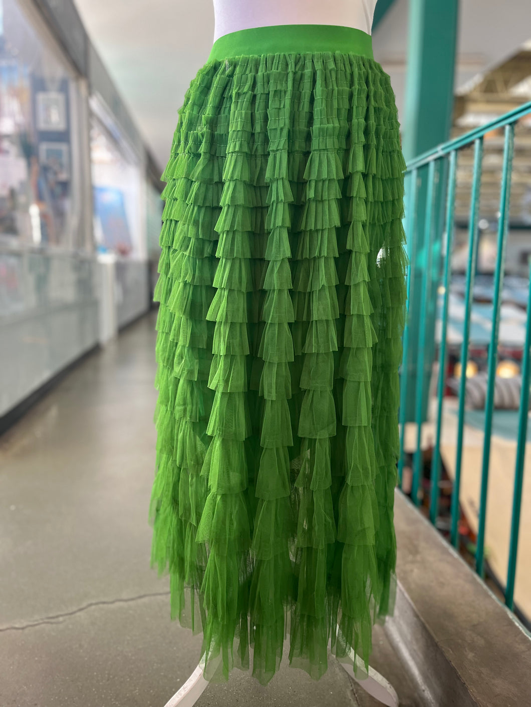 Ruffle Tulle Skirt (moss green)