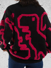 Load image into Gallery viewer, Dino-roar Flocked jumper (black and pink) 10-16

