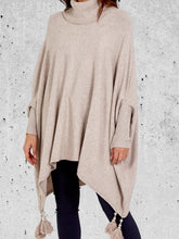 Load image into Gallery viewer, CURVE roll neck poncho style jumper (beige)
