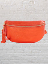 Load image into Gallery viewer, NEW Glorious metallic orange leather moon bag (small)
